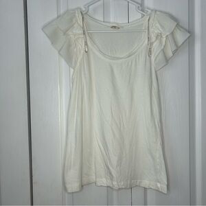 Forever 21 Cream Ruffle Sleeve Blouse medium whimsy fairy delicate